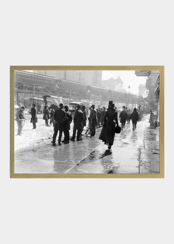 ON THE STREETS IN A NEW YORK BLIZZARD, 1899