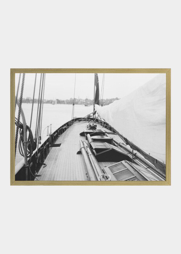 THE DECK OF GAFF CUTTER YACHT GALATEA 1880