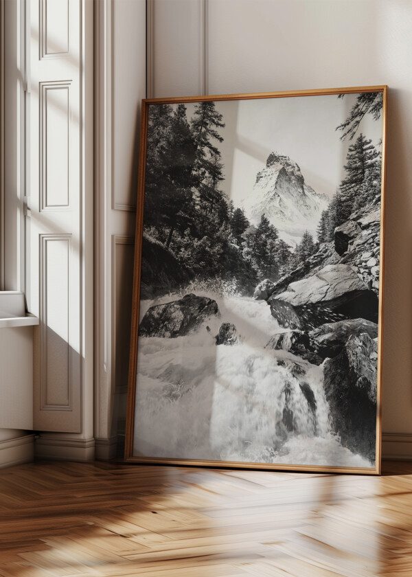 RUSHING STREAM AND MATTERHORN, ALPS 1900