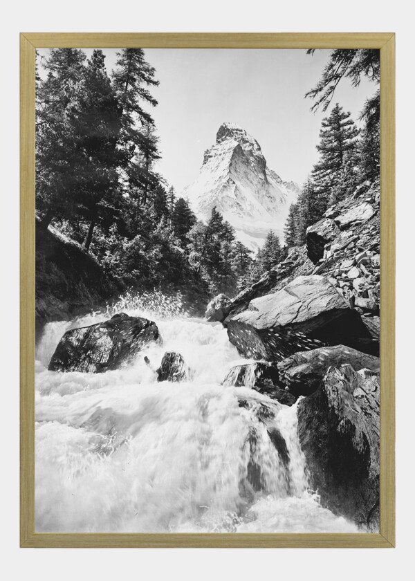 RUSHING STREAM AND MATTERHORN, ALPS 1900