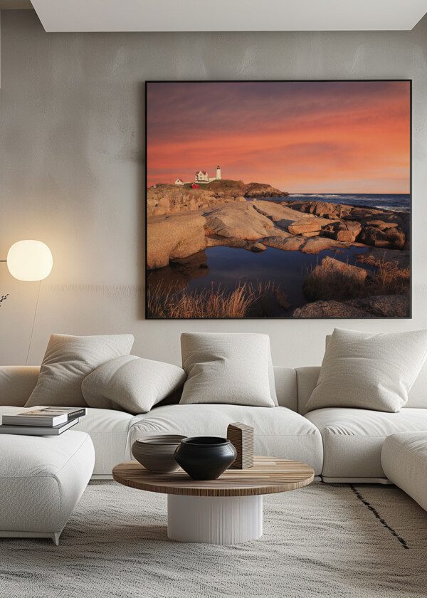 LIGHTHOUSE UNDER RED SKY