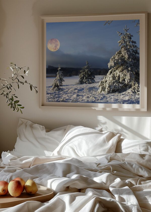 WINTER LANDSCAPE WITH BIG MOON
