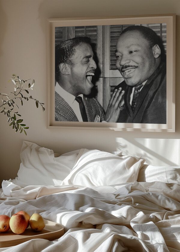 THE REV. DR. MARTIN LUTHER KING AND ENTERTAINER SAMMY DAVIS JR. SHARE A LAUGH IN DAVIS' DRESSING ROOM AT NEW YORK'S MAJESTIC THE