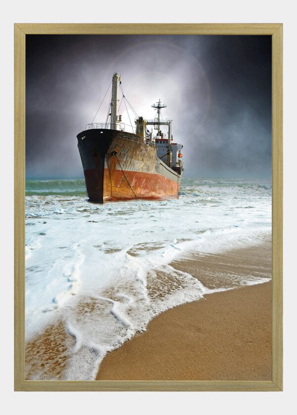 CARGO BOAT AT SANDY BEACH