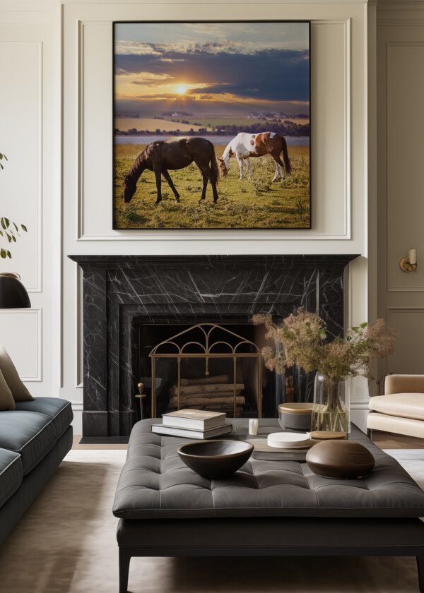 GRAZING HORSES