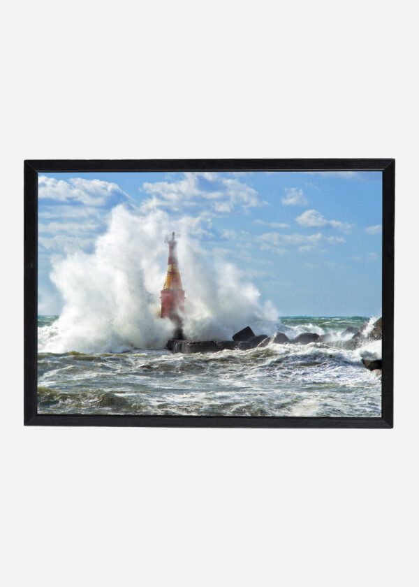 WAVES AGAINST LIGHTHOUSE