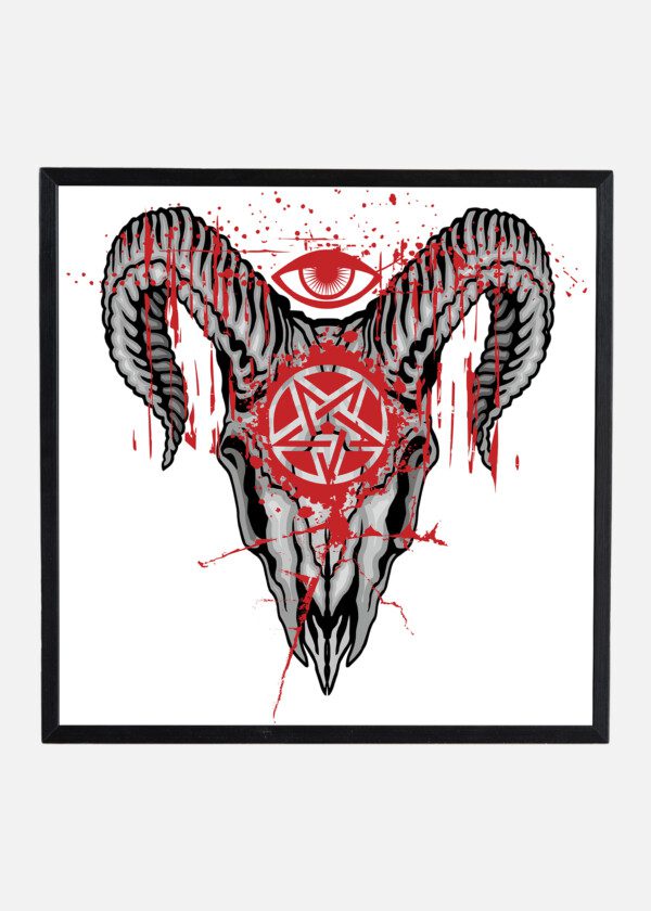 GRUNGE SKULL AND PENTAGRAM COAT OF ARMS