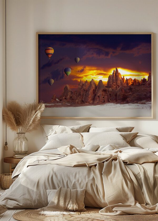 HOT AIR BALLOONS OVER STEEP MOUNTAINS