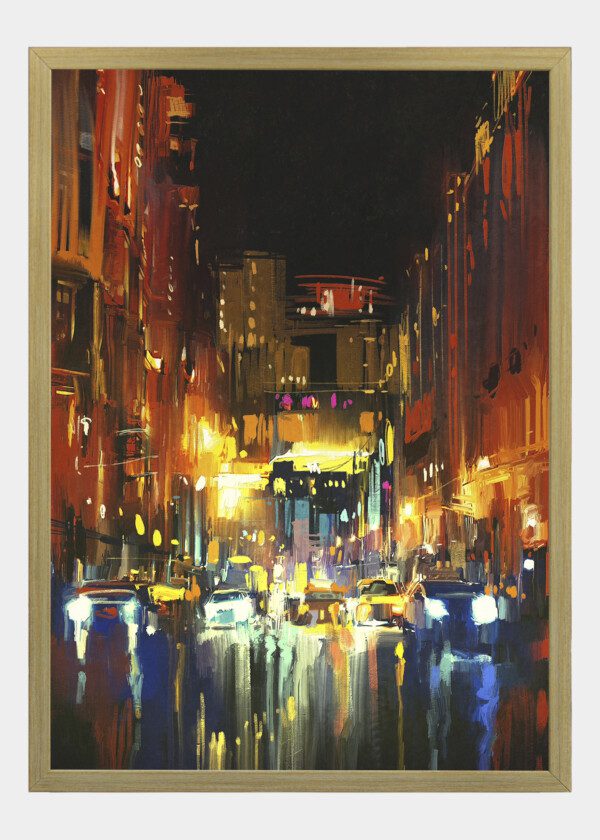 PAINTING. EVENING IN TOWN