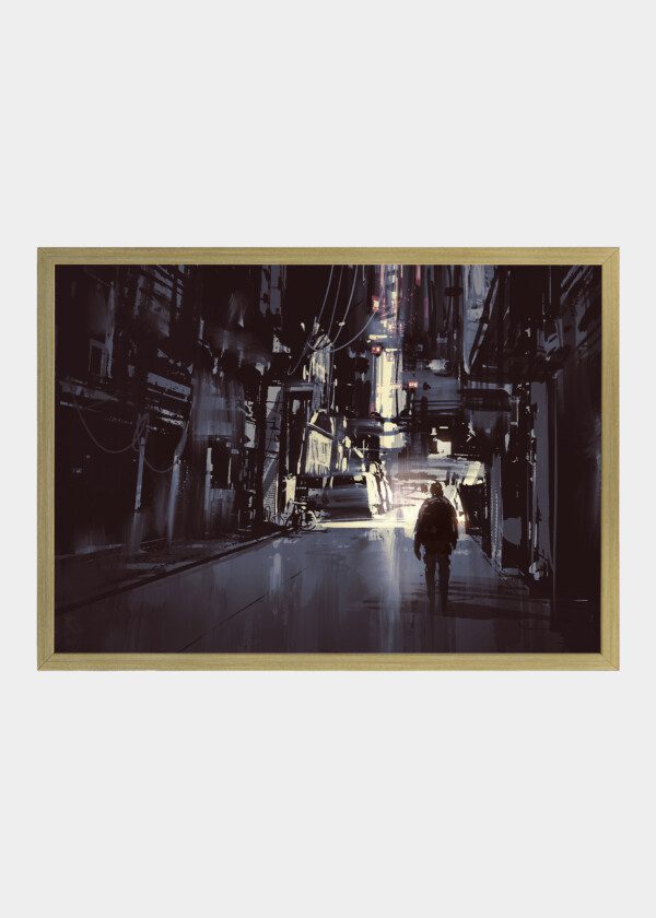 PAINTING. EVENING IN TOWN