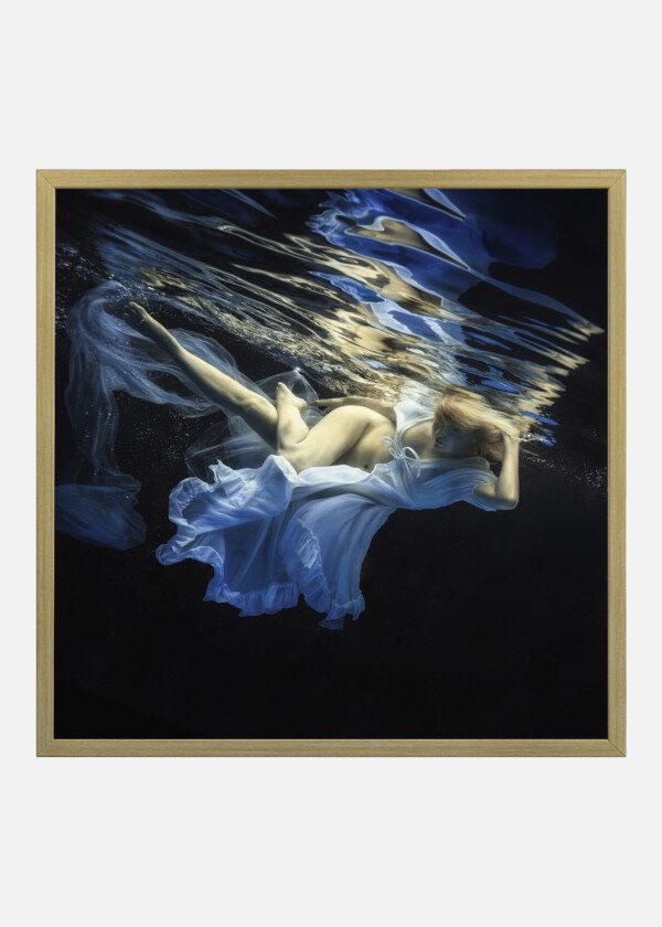 THE GIRL IN A BEAUTIFUL DRESS UNDER WATER.