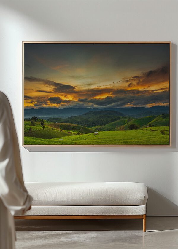SUNRISE OVER GREEN HILLS
