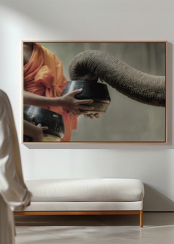 ELEPHANT EATS OUT OF A BOWL