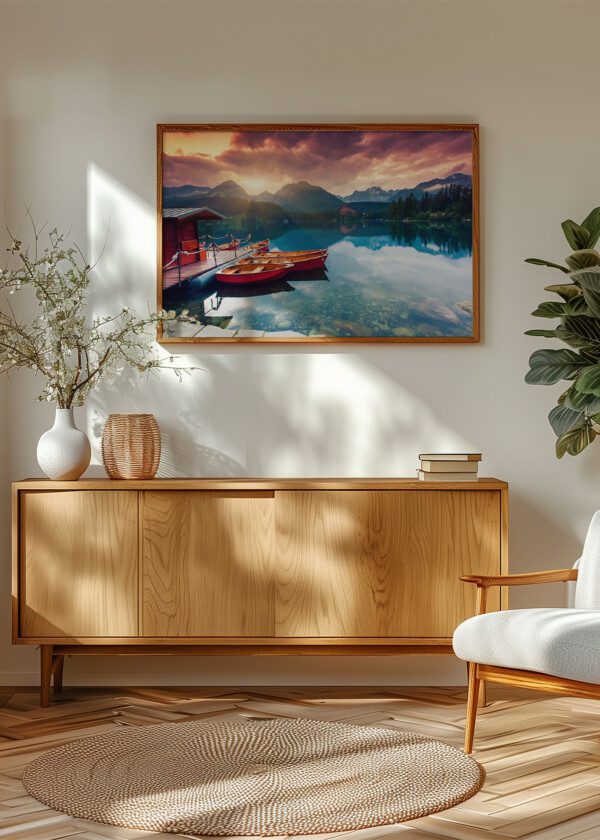 ROWING BOATS-IN-ALPINE LAKE