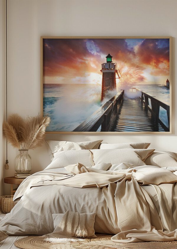 WAVES AGAINST LIGHTHOUSE