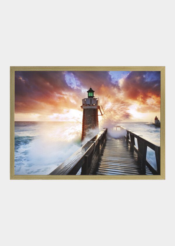 WAVES AGAINST LIGHTHOUSE