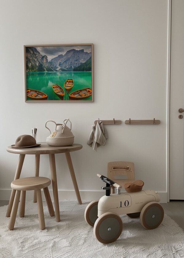 FOUR-ROWING BOATS-IN-ALPINE LAKE