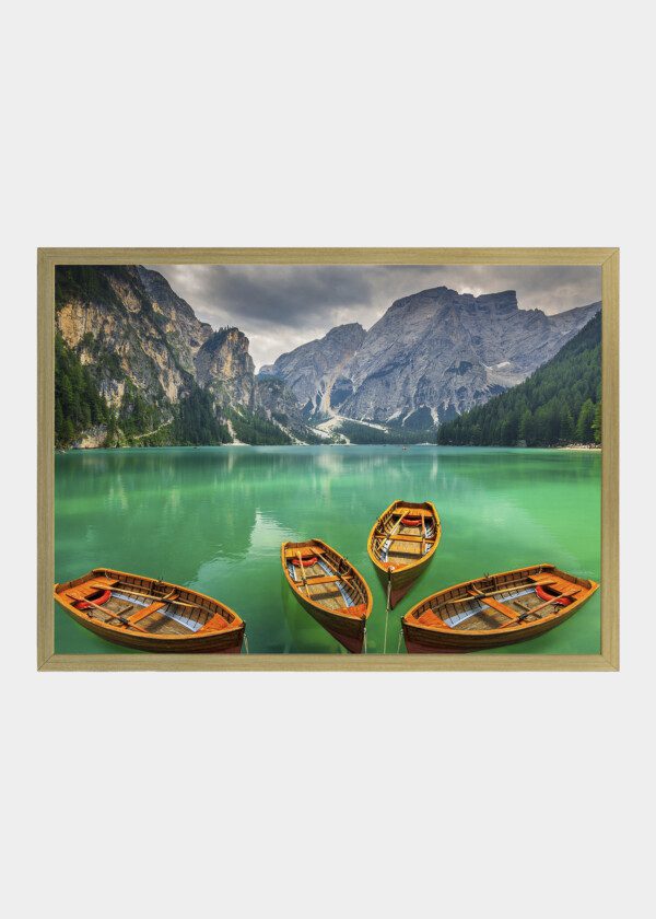 FOUR-ROWING BOATS-IN-ALPINE LAKE