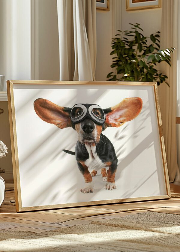 DOG WITH AVIATOR GOGGLES