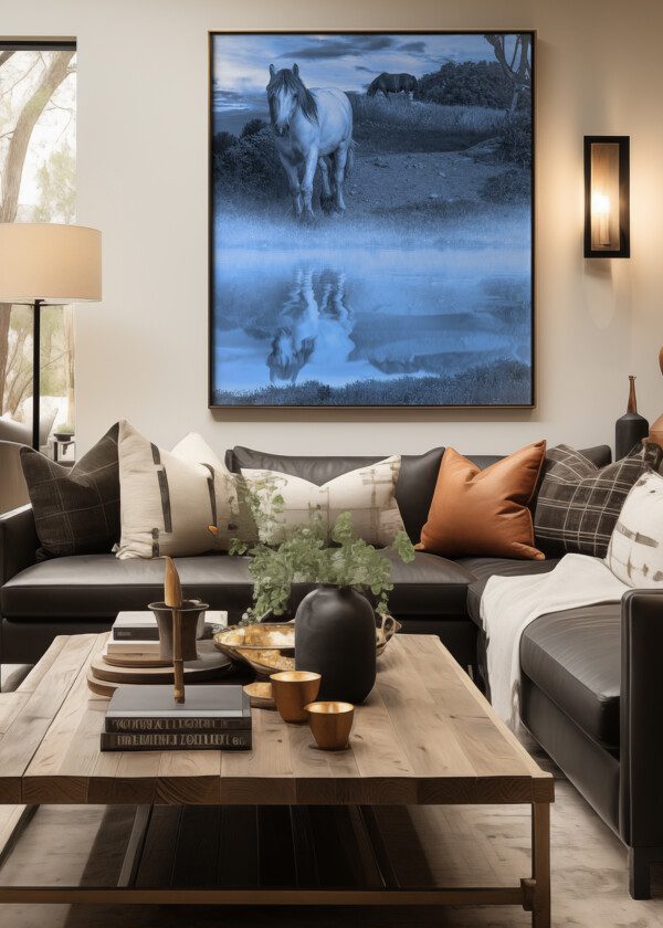 HORSES AT THE BEACH EDGE