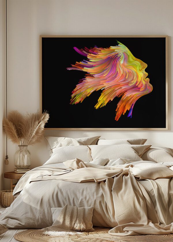 ILLUSTRATION. FACE WITH COLORFUL HAIR