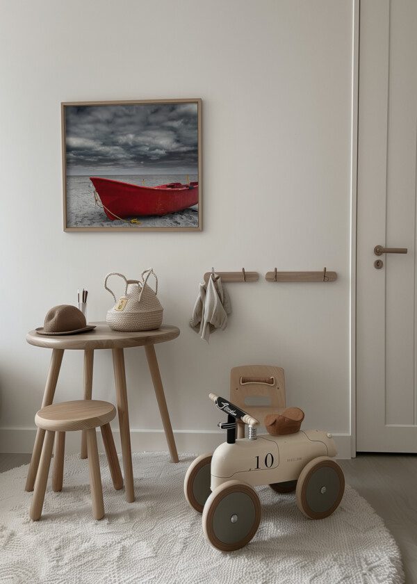 RED BOAT ON THE BEACH