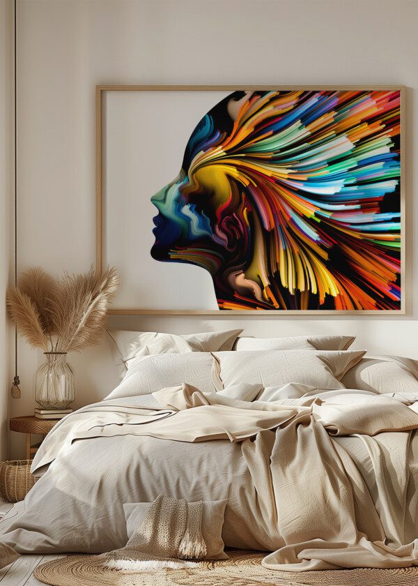 ILLUSTRATION. FACE WITH COLORFUL HAIR