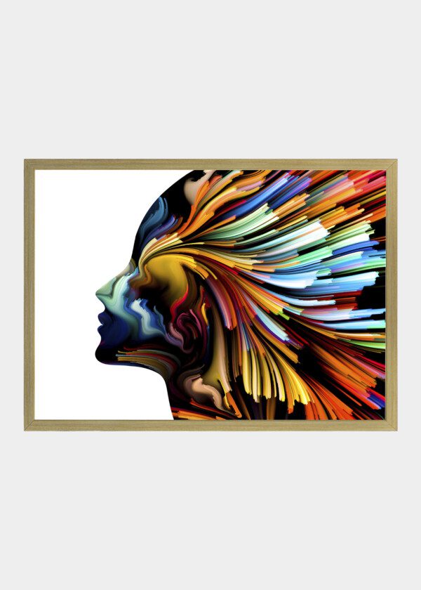 ILLUSTRATION. FACE WITH COLORFUL HAIR