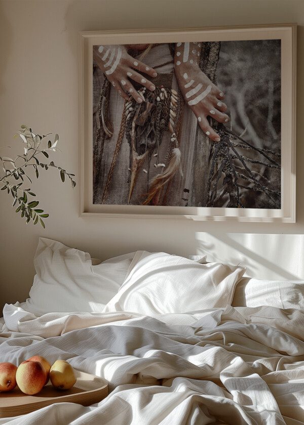 MODEL WITH PAINTED HANDS
