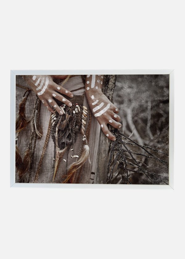 MODEL WITH PAINTED HANDS