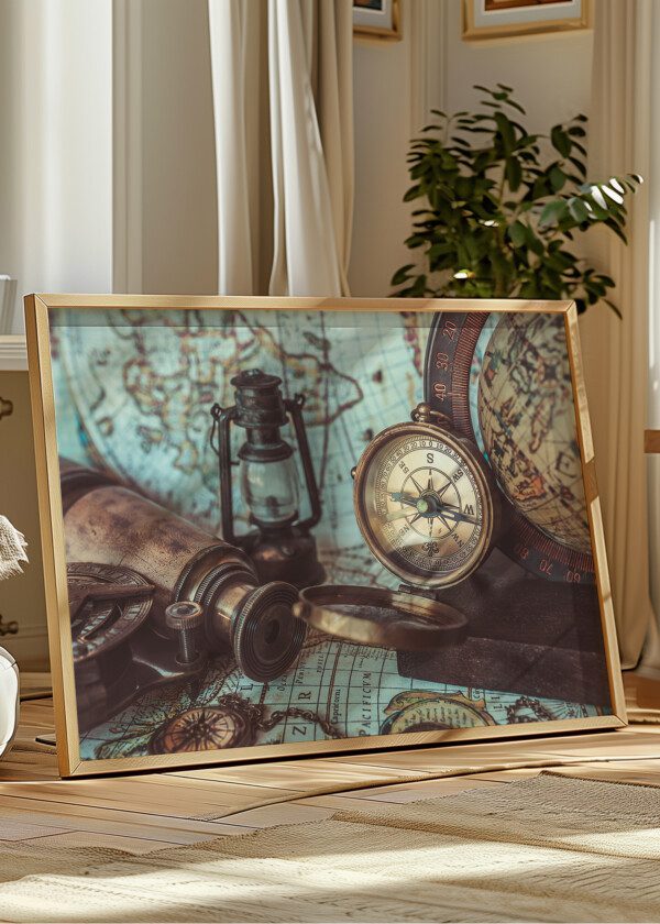 MAP COMPASS AND BINOCULARS