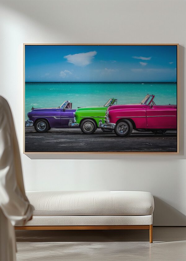 THREE CARS IN HAPPY COLORS