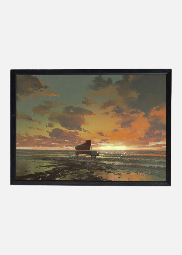 GRAND PIANO AT THE EDGE OF THE BEACH