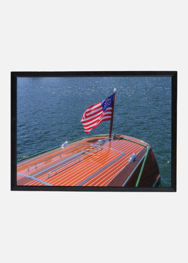MOTORBOAT WITH AMERICAN FLAG