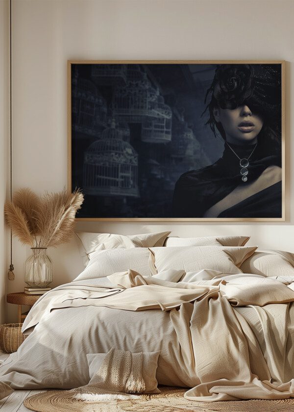 MYSTERIOUS WOMAN IN A ROOM FULL OF CAGES