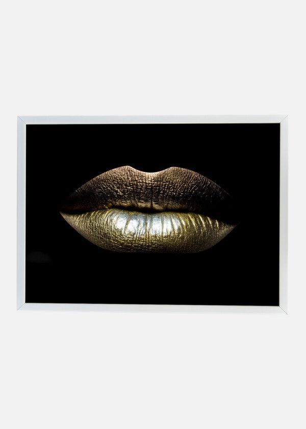 GOLDEN LIPS ON BLACK BACKGROUND