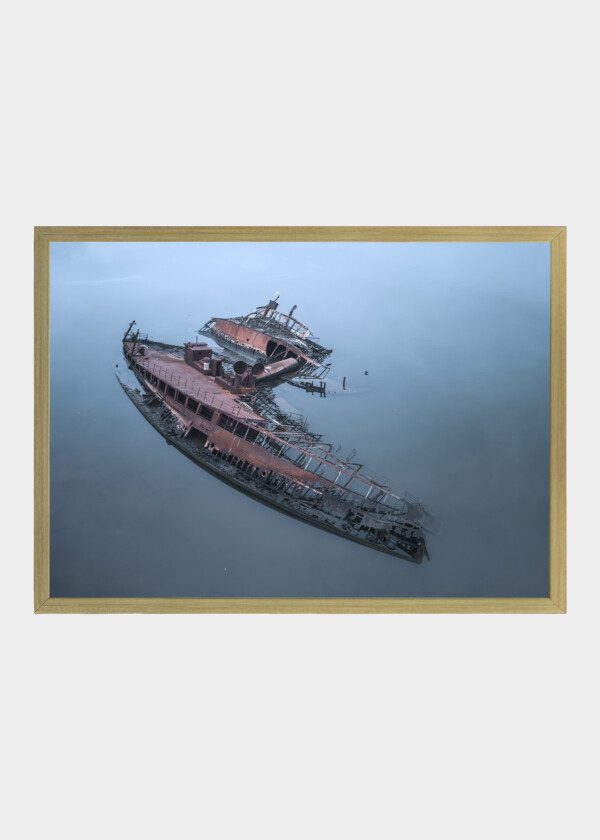 AERIAL VIEW OF SHIPWRECKS AT THE STATEN ISLAND BOAT GRAVEYARD