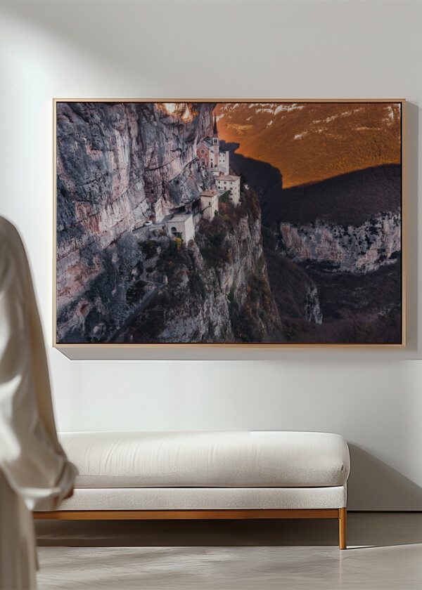 AERIAL PHOTO DRONE VIEW OF MADONNA DELLA CORONA SANCTUARY, ITALY