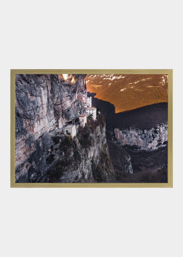 AERIAL PHOTO DRONE VIEW OF MADONNA DELLA CORONA SANCTUARY, ITALY