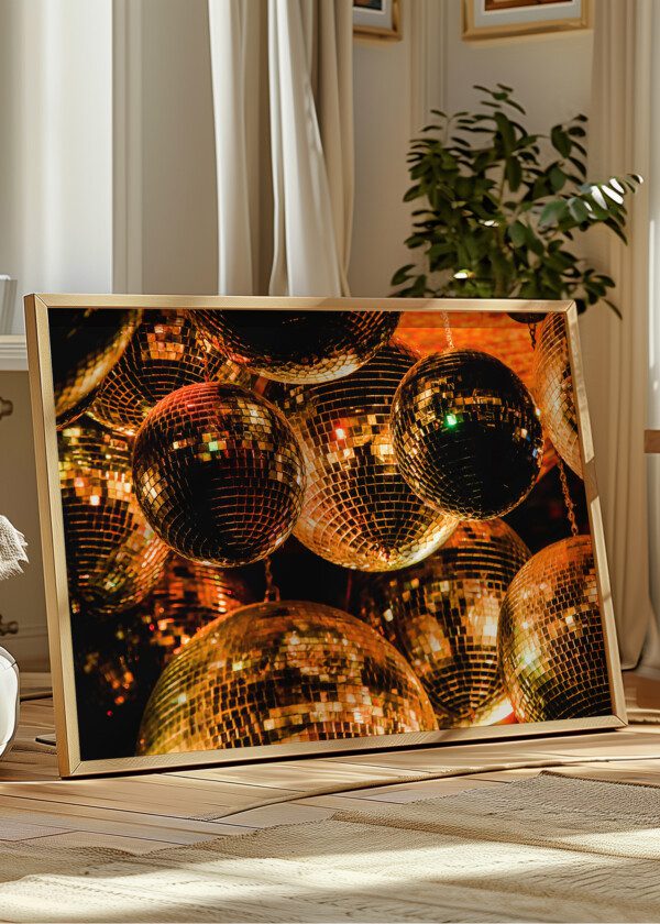 GROUP OF COLORFUL DISCO BALLS