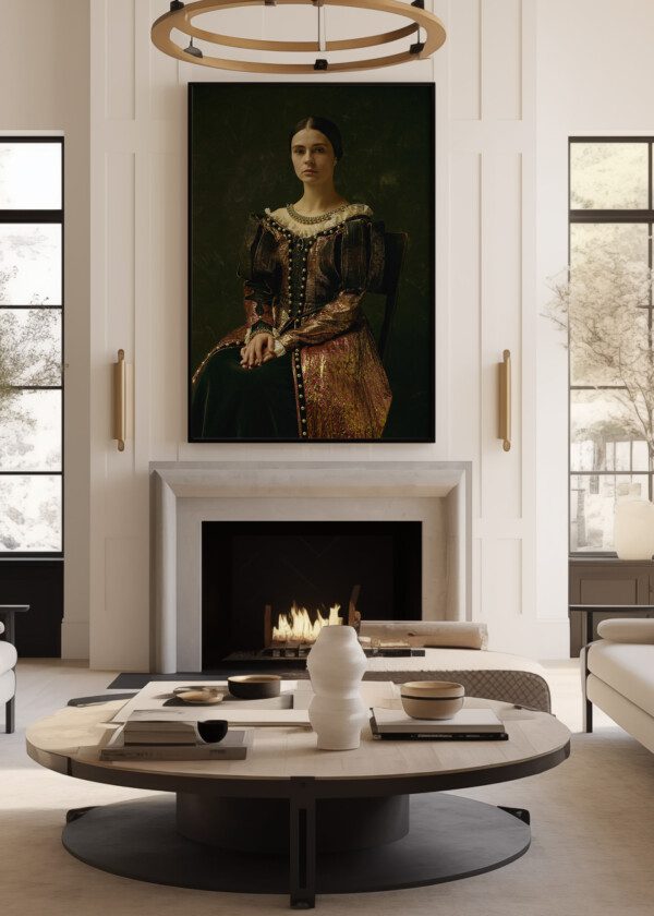 PORTRAIT OF A GIRL WEARING AN ANTIQUE COUNTESS DRESS