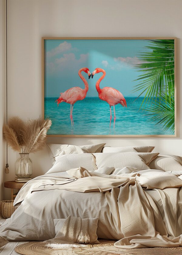 RETRO COLLAGE PHOTO OF FLAMINGOS