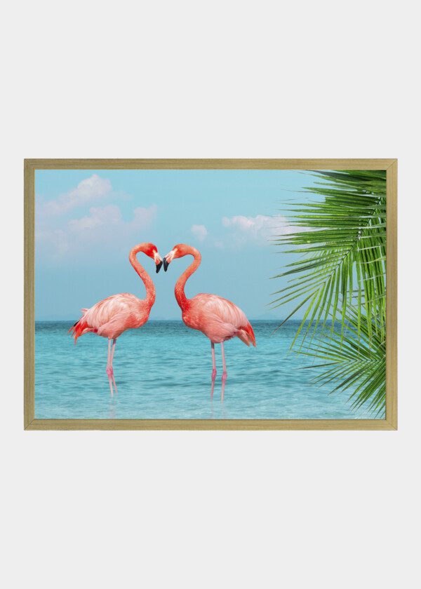 RETRO COLLAGE PHOTO OF FLAMINGOS