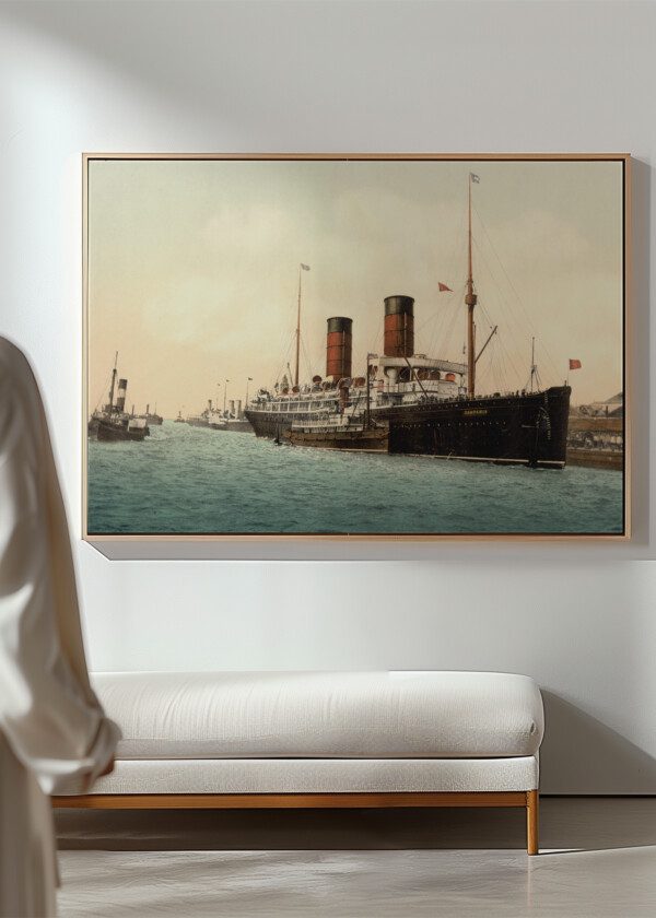R.M.S. CAMPANIA, A BRITISH OCEAN LINER OF THE CUNARD STEAMSHIP LINE, ON THE RIVER MERSEY. 1890