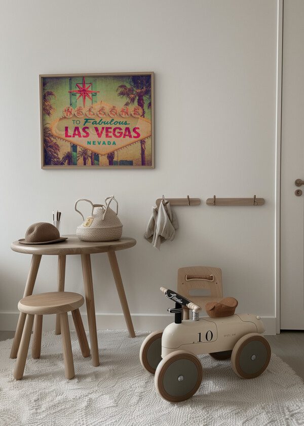 VINTAGE WELCOME TO FABULOUS LAS VEGAS SIGN WITH RETRO GRUNGE TEXTURE