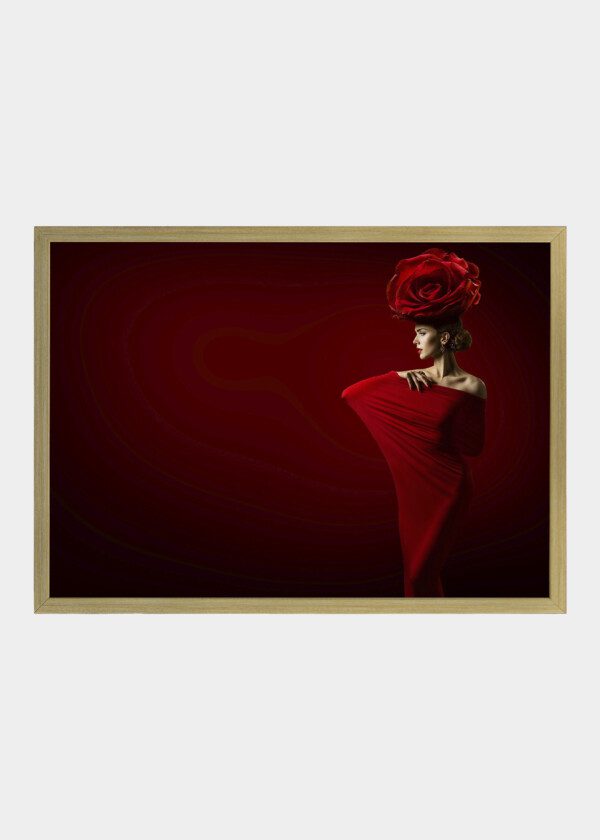 BEAUTY FASHION MODEL AND ROSE FLOWER HAIRSTYLE