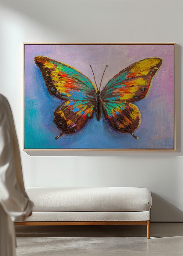 OIL PAINTING , BEAUTIFUL BUTTERFLY
