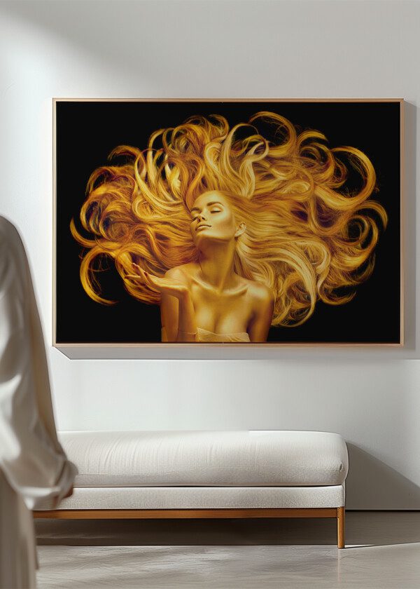 GOLD WOMAN. BEAUTY FASHION MODEL GIRL WITH GOLDEN MAKE UP