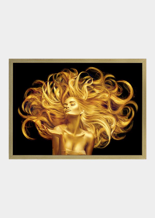 GOLD WOMAN. BEAUTY FASHION MODEL GIRL WITH GOLDEN MAKE UP