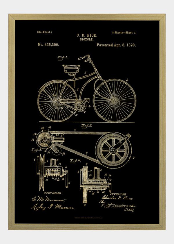 Motiv: Patent Print - C.D Rice Bicycle Fig1-4